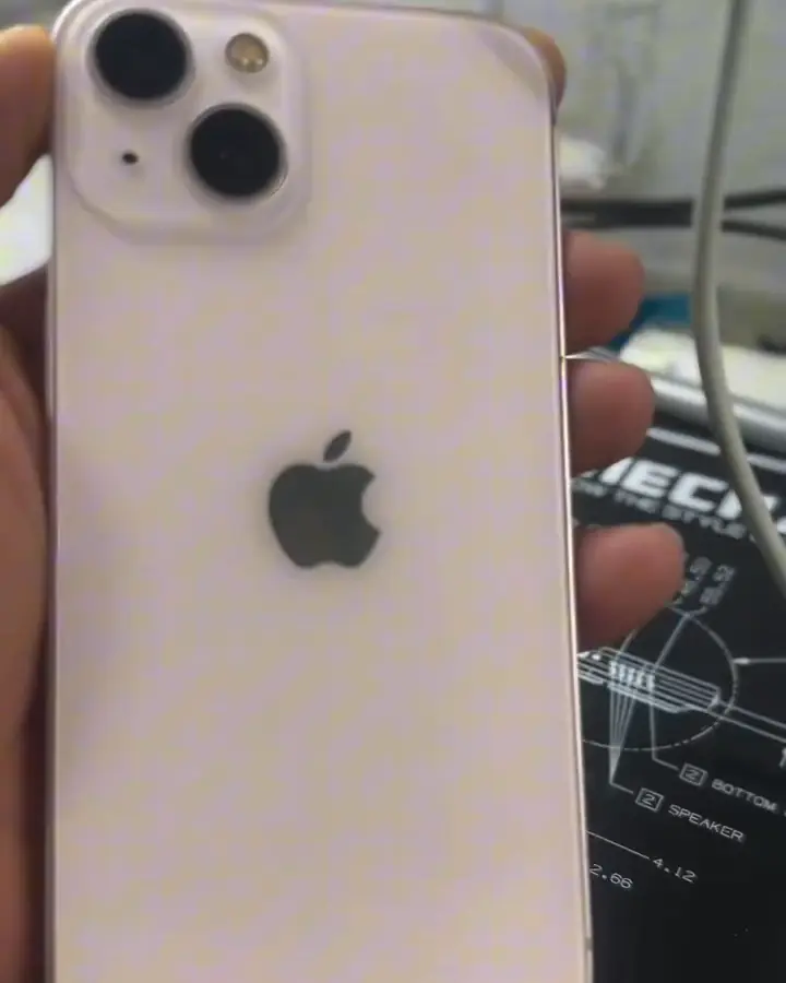 Depois: o mesmo iPhone com tampa traseira nova, rosa